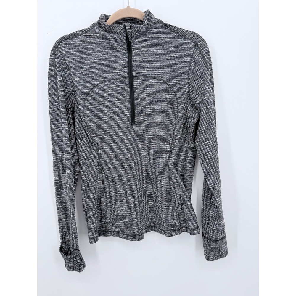 Lululemon Kanto Catch Me Half Zip Women 10 Black White Heathered Pullover